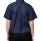 Blue Cotton Short Sleeves Button Down Top