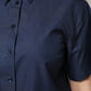 Blue Cotton Short Sleeves Button Down Top