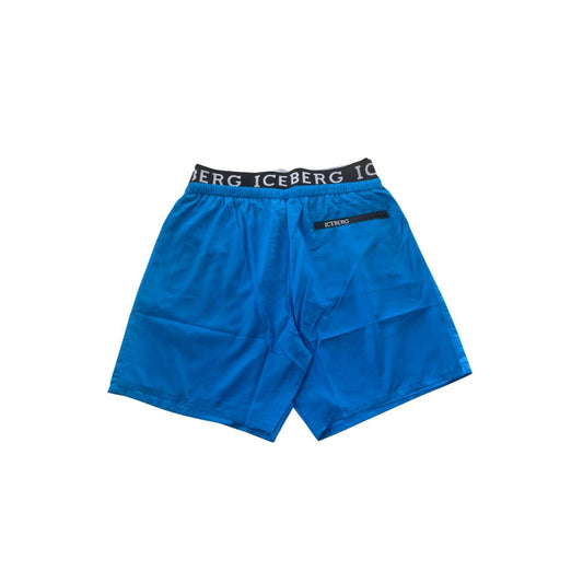 Light Blue Polyester Men Swim Short
