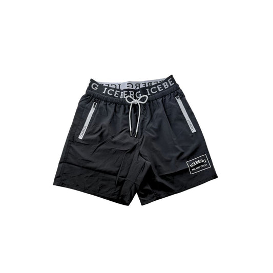 Black Polyester Men Swim Short