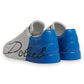 White Blue Leather Logo Low Top Sneakers Shoes