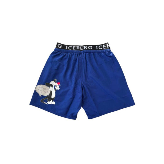 Blue Polyester Swimwear