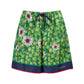 Green Flower Printed Silk Shorts