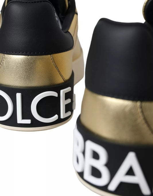 Gold Portofino Calf Leather Low Top Sneakers Shoes
