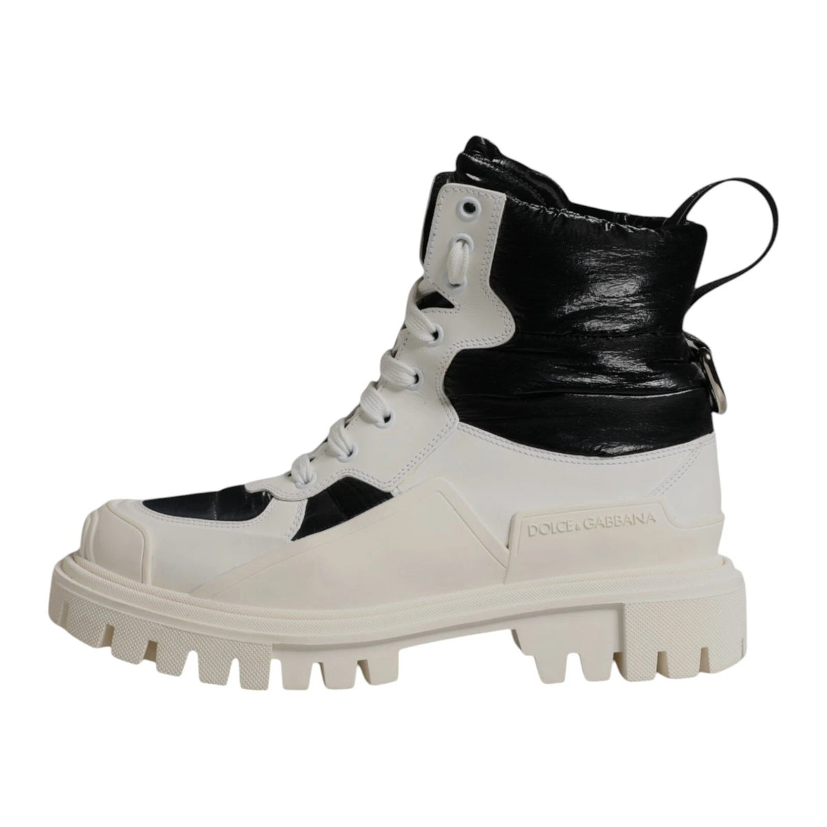 White Padded Mid Calf Lace Up Boots Shoes