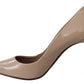 Beige Patent Leather Stiletto Heel Pumps