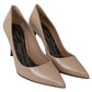 Beige Patent Leather Stiletto Heel Pumps