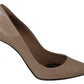 Beige Patent Leather Stiletto Heel Pumps