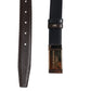 Black Blue Leather Gold Buckle Reversible Belt