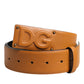 Brown Leather Buckle DG Logo Embossed Belt
