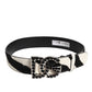 White Black Leather Zebra DG Crystal Buckle Belt