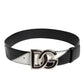 Black White Leather DG Metal Buckle Belt