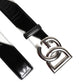 Black White Leather DG Metal Buckle Belt