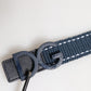 Blue Cotton Leather DG Logo Metal Buckle Belt