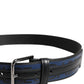 Black Blue DG Logo Silver Metal Buckle Belt