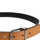 Brown Classic Calf Leather Silver Buckle Belt