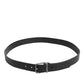 Black Classic Leather Metal Buckle Belt