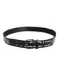 Black White DG Logo Brass Metal Buckle Belt