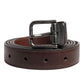Brown Classic Calf Leather Metal Buckle Belt