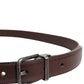 Brown Classic Calf Leather Metal Buckle Belt