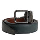 Green Classic Leather Metal Buckle Belt
