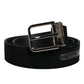 Black Cotton Silver Metal Buckle Belt