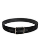 Black Cotton Silver Metal Buckle Belt
