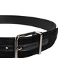 Black Cotton Silver Metal Buckle Belt