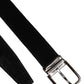 Black Cotton Silver Metal Buckle Belt