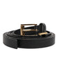 Black Double Strap Leather Gold Buckle Belt