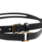 Black Double Strap Leather Gold Buckle Belt