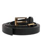 Black Double Strap Leather Gold Buckle Belt