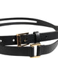 Black Double Strap Leather Gold Buckle Belt