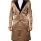 Brown Silk Single Breasted Trench Coat  Jacket