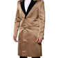 Brown Silk Single Breasted Trench Coat  Jacket