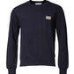 Dark Blue Logo Crew Neck Pullover Sweater