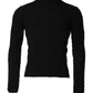 Black Wool Knit Crew Neck Pullover Sweater