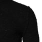 Black Wool Knit Crew Neck Pullover Sweater
