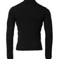 Black Wool Knit Crew Neck Pullover Sweater