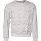 White Embossed Logo Cotton Crew Neck Sweater