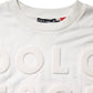White Embossed Logo Cotton Crew Neck Sweater