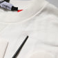 White Embossed Logo Cotton Crew Neck Sweater