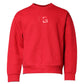 Red Embossed Logo Cotton Crew Neck Sweater