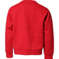 Red Embossed Logo Cotton Crew Neck Sweater