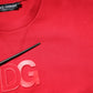 Red Embossed Logo Cotton Crew Neck Sweater
