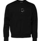 Black Embossed Logo Cotton Crew Neck Sweater