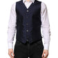 Dark Blue Logo Wool Formal Men Waistcoat Vest
