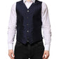 Dark Blue Logo Wool Formal Men Waistcoat Vest