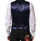 Dark Blue Logo Wool Formal Men Waistcoat Vest