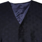Dark Blue Logo Wool Formal Men Waistcoat Vest